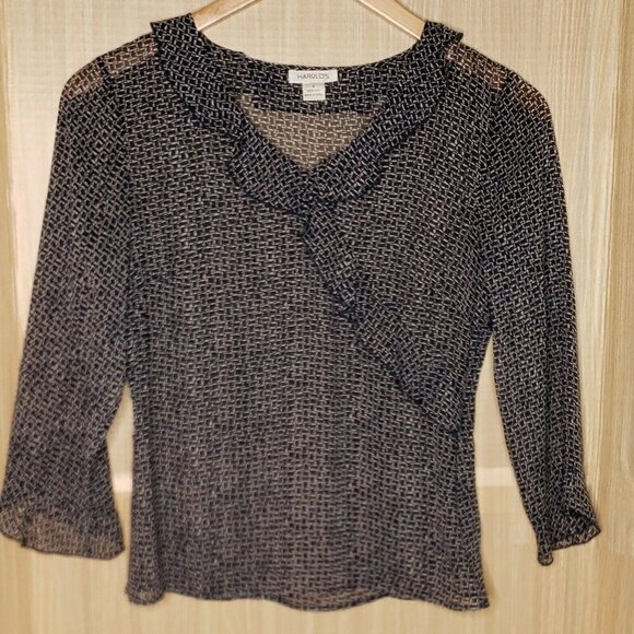 Harold's Womens Silk Semi Sheer Blouse 4 - Picture 1 of 5